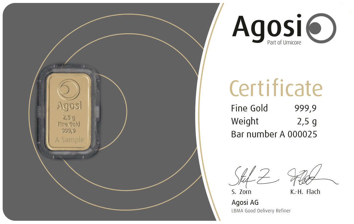 AGOSI Goldbarren 2,5 g
