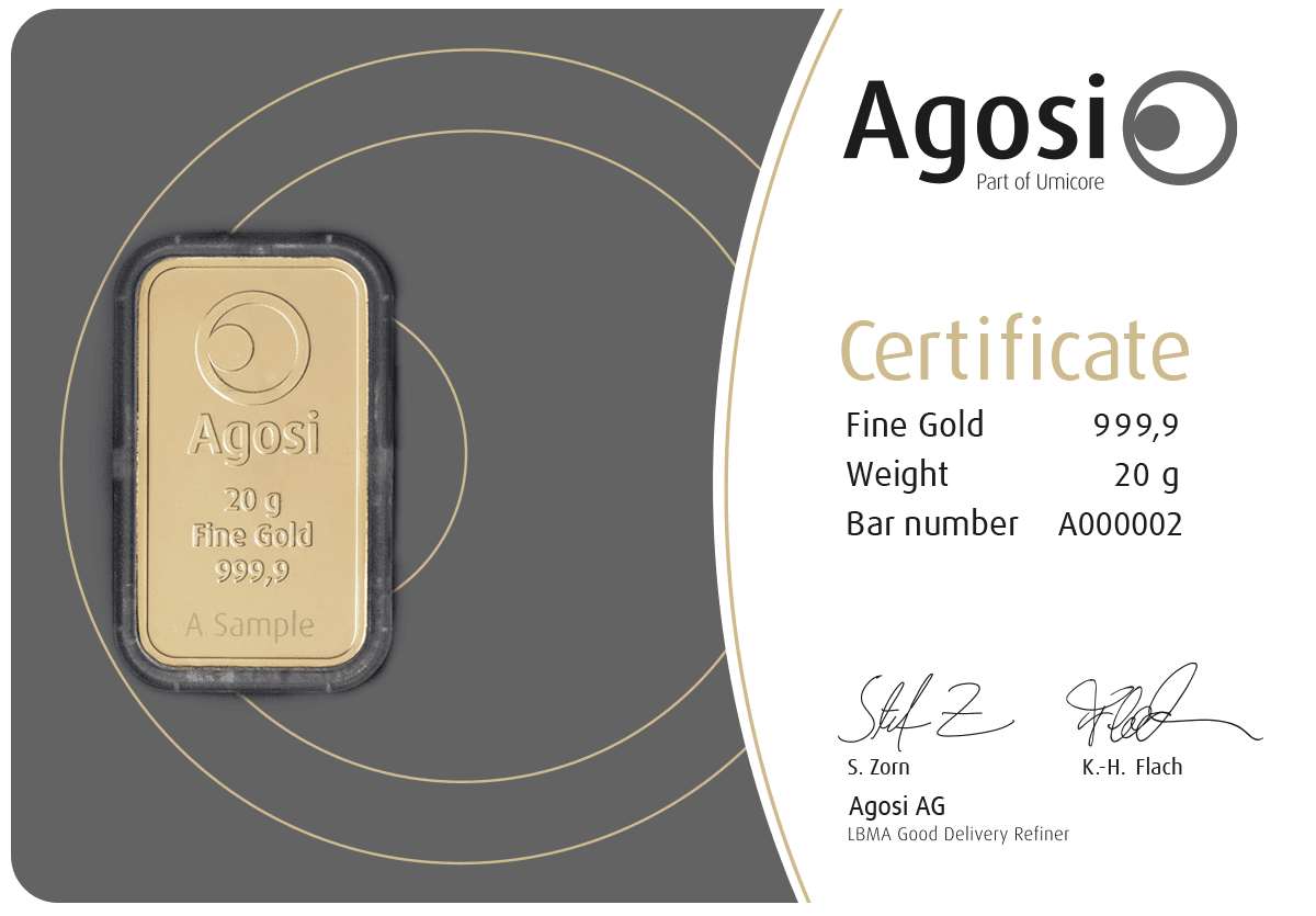 AGOSI Goldbarren 20 g