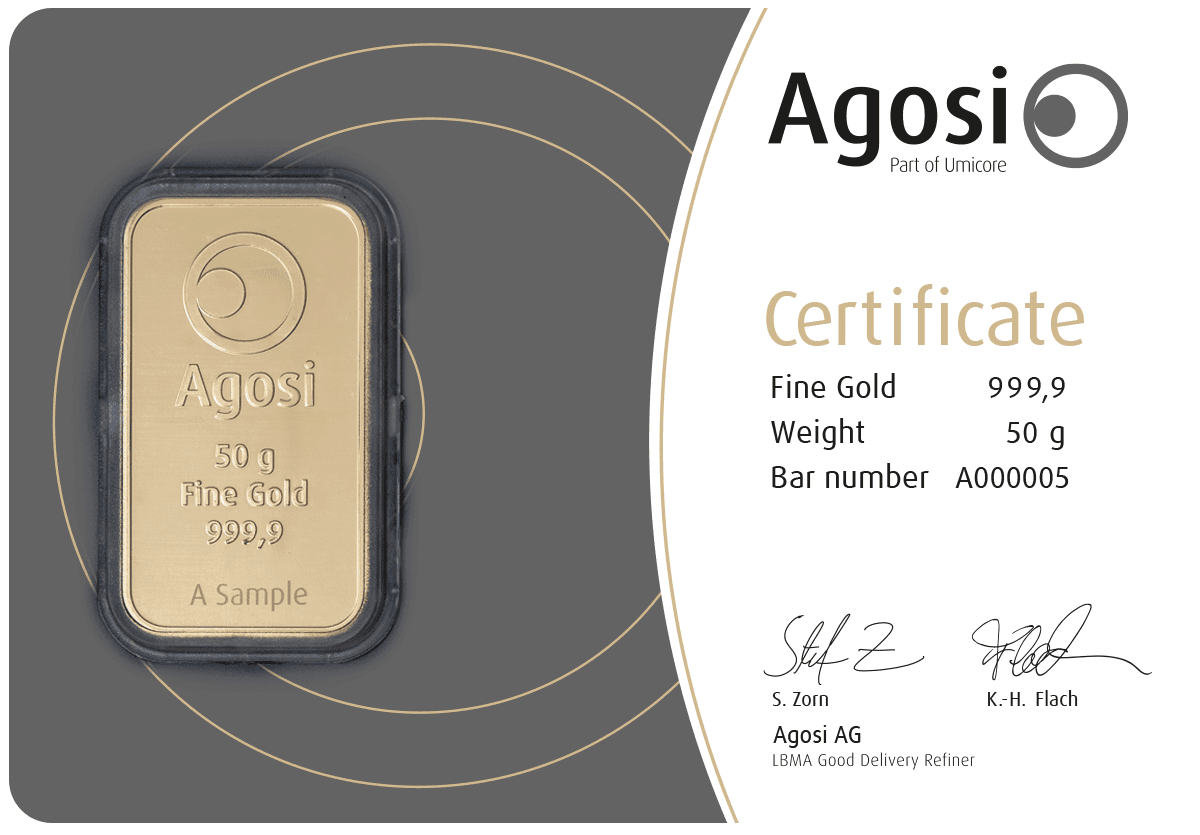 AGOSI Goldbarren 50 g
