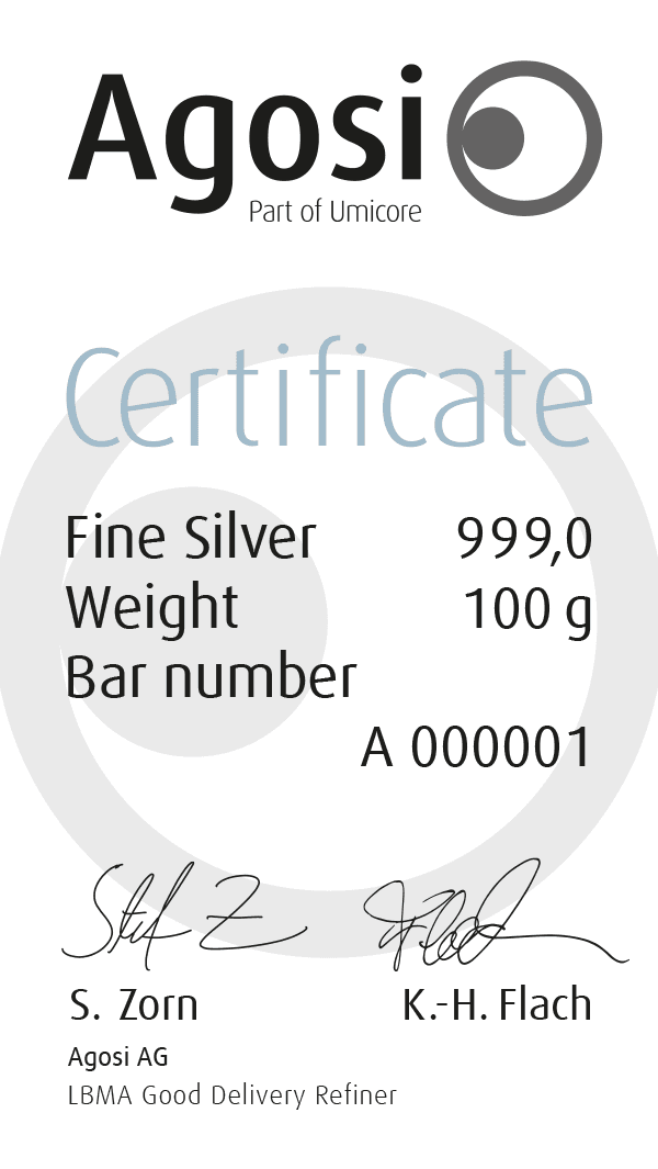 AGOSI Palladiumbarren 100 g