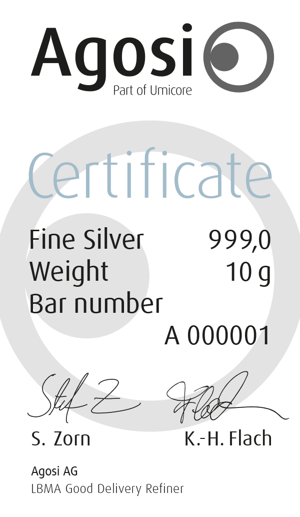 AGOSI Platinbarren 10 g